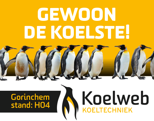 Banner van Koelweb op de vakbeurs.